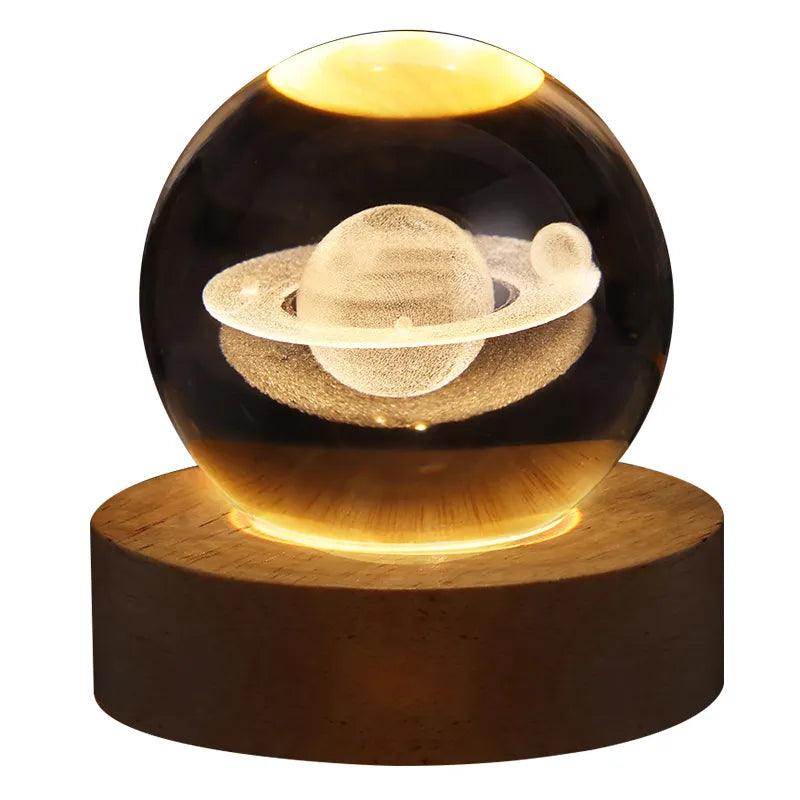 Luminária Bola de Cristal 3D Decorativo LED + CABO USB - Cardoso Shop